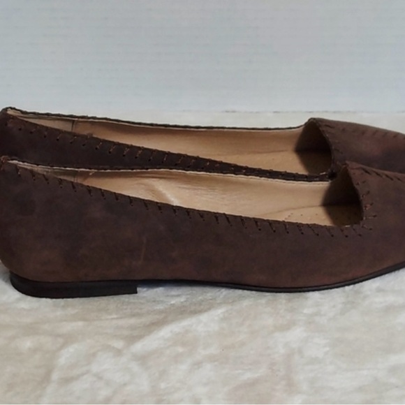 Lands End Chocolate Suede Stitched Flats - Picture 6 of 9